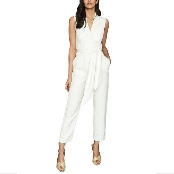 Classic Reiss Jumpsuit UK 6 White and gray office formal JB006